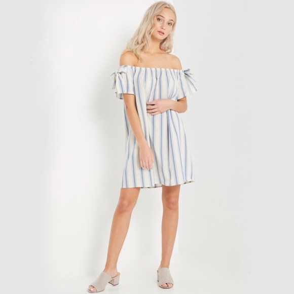 Striped Off the Shoulder Dress - Picture 2 of 7